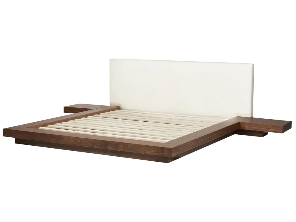 Bett mit LED Bouclé ZEN 180 x 200 cm LED Braune Esche_931392