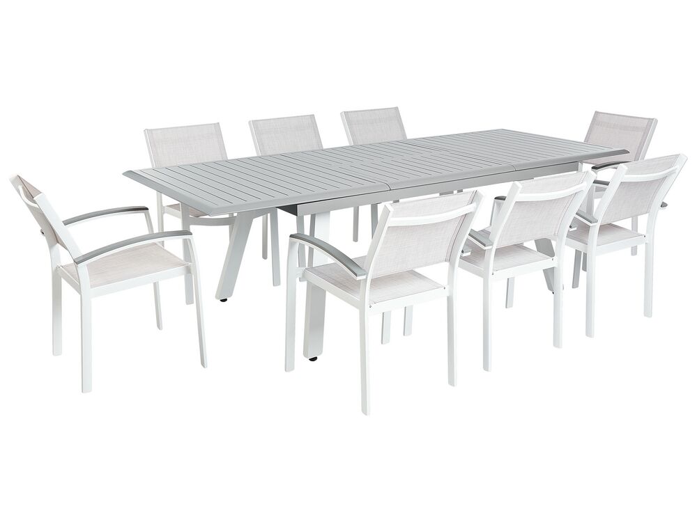 Garden Dining Set 8 Seater PERETA Metal Grey