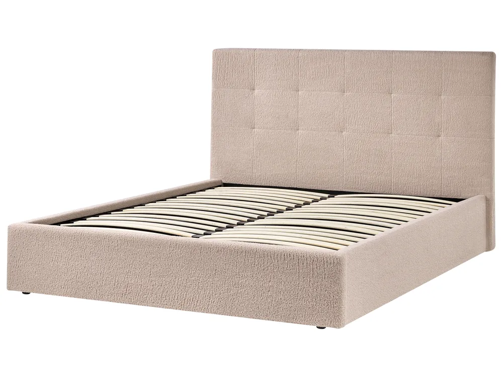 Ottoman Bed LORIENT Boucle Beige 160 x 200 cm (EU King Size)_1040251