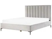 Bett mit Stauraum SEZANNE Samtstoff Hellgrau 180 x 200 cm_799873