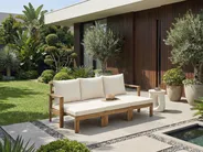 Gartenbank mit Auflage ISOLELLO 190 cm verstellbar Akazienholz Braun_999149
