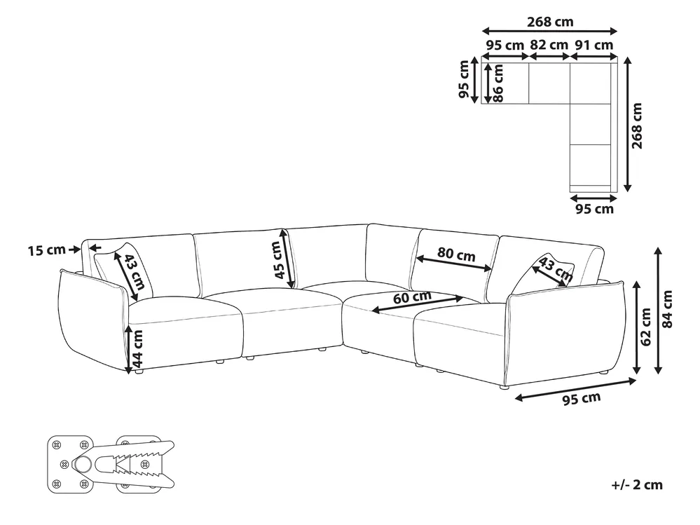 Modul Ecksofa 5-Sitzer MESNALI Bouclé Cremeweiß linksseitig_1046607