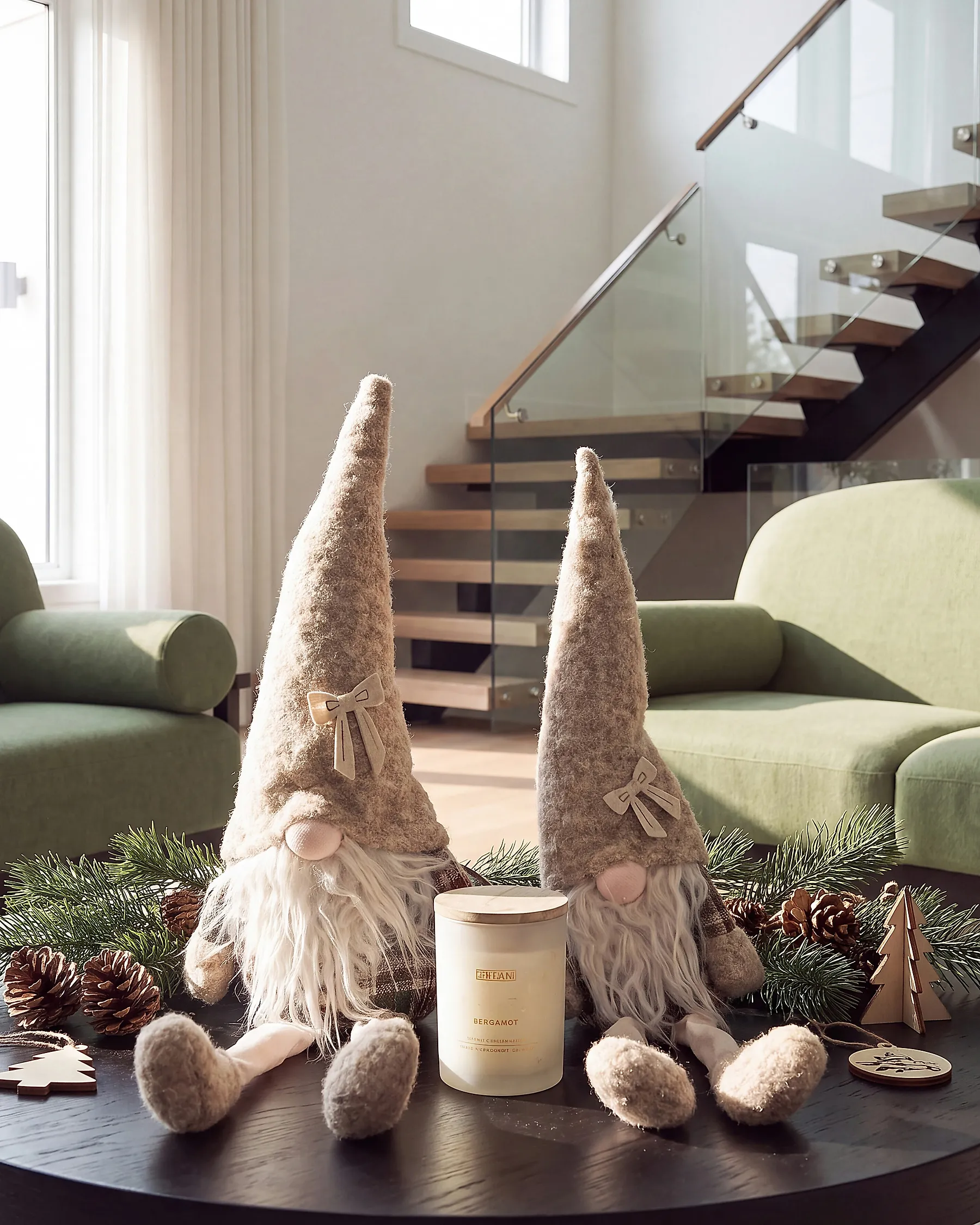 Weihnachtsdekoration 2er Set ILOMANTSI 35/38 cm Zwerg Beige_1174041