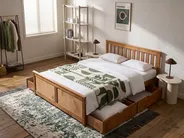 Bett mit 4 Schubladen OLENDON Kiefernholz Braun 140 x 200 cm_1068488