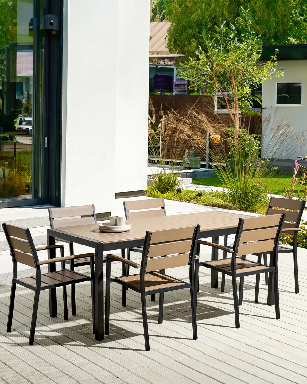 Gartenstuhl 6er Set VERNIO Braun / Schwarz