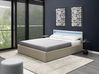 Bett mit Stauraum und LED-Beleuchtung ARMELLE Stoff Beige 160 x 200 cm