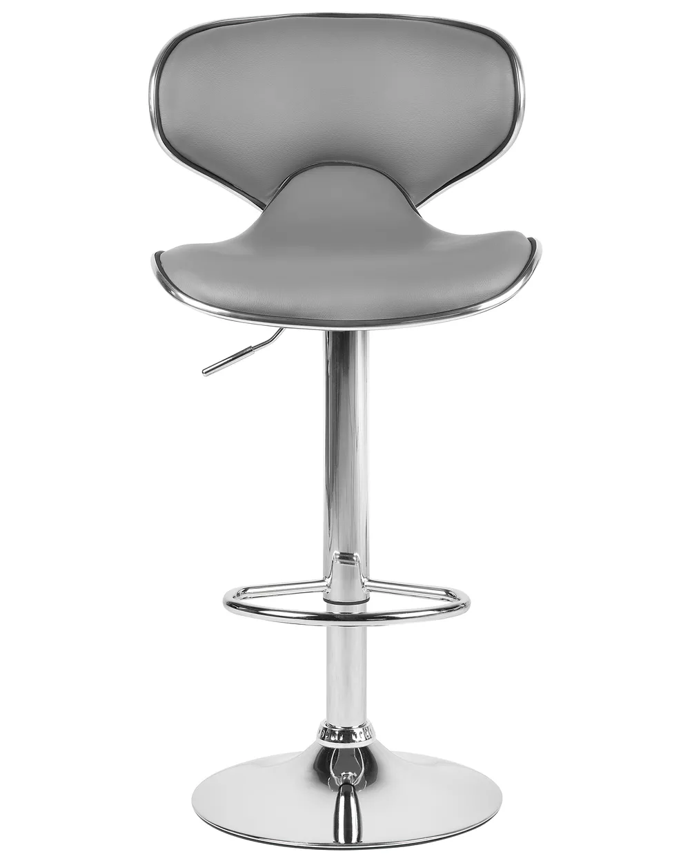 Set of 2 Bar Chairs CONWAY Swivel Faux Leather Grey_743464