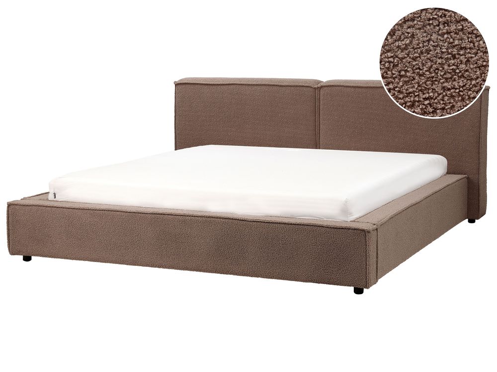 Bed Bouclé LINARDS 180 x 200 cm Bruin