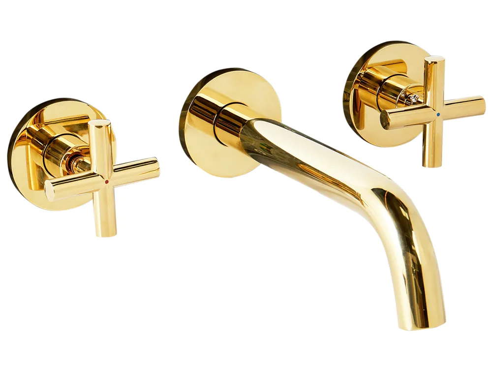 Wandmontierte Waschtischarmatur KAIETEUR Messing Gold