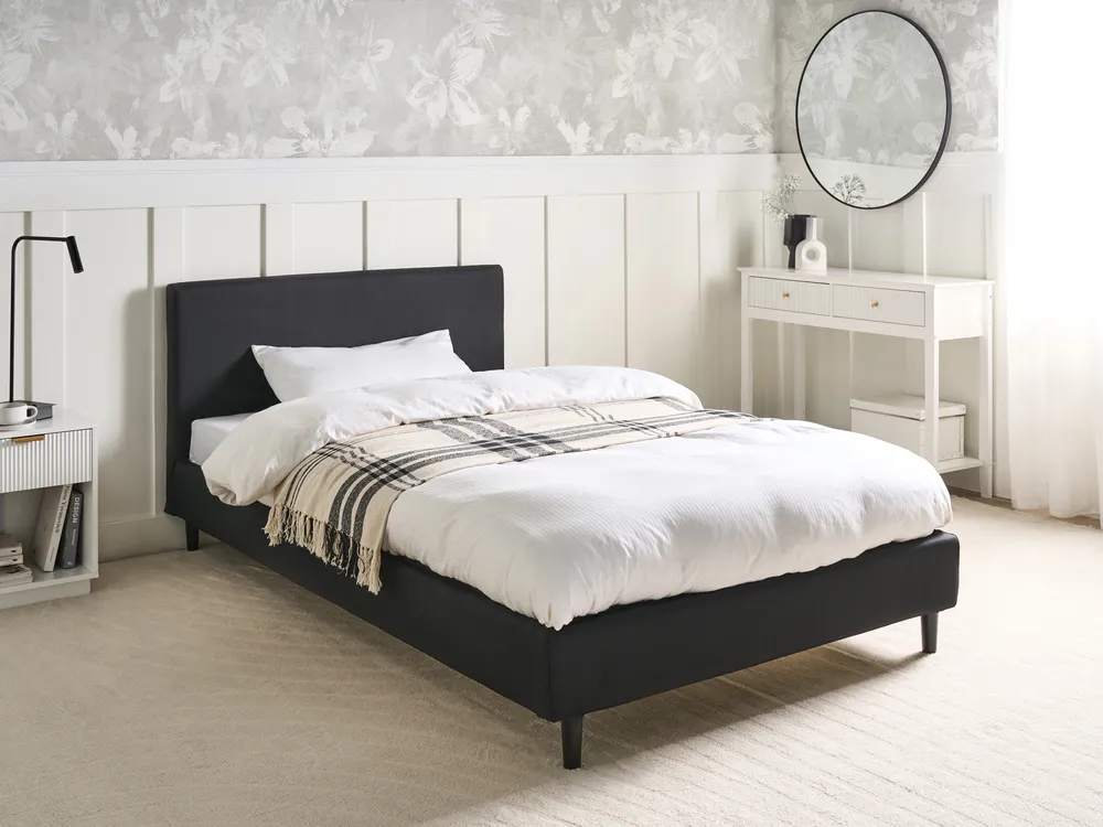 Bett mit Lattenrost Stoff FITOU 120 x 200 cm Schwarz