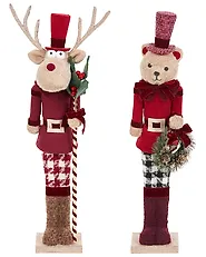 Set of 2 Figurines MATALA 61/64 cm Bear Reindeer Red_1156696