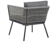 Bistro Set with Cushions GARGANO PE Rattan Grey_856483