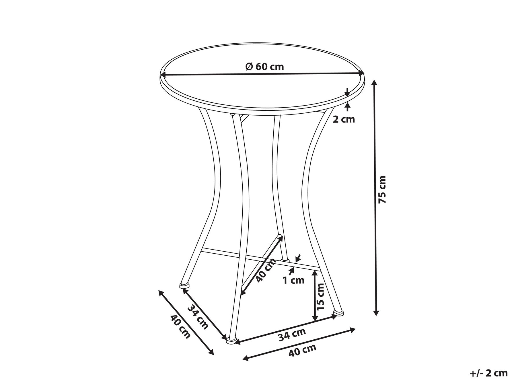 Outdoor Bistrotisch COLLIO 60 cm 60 cm Metall Schwarz_1066053