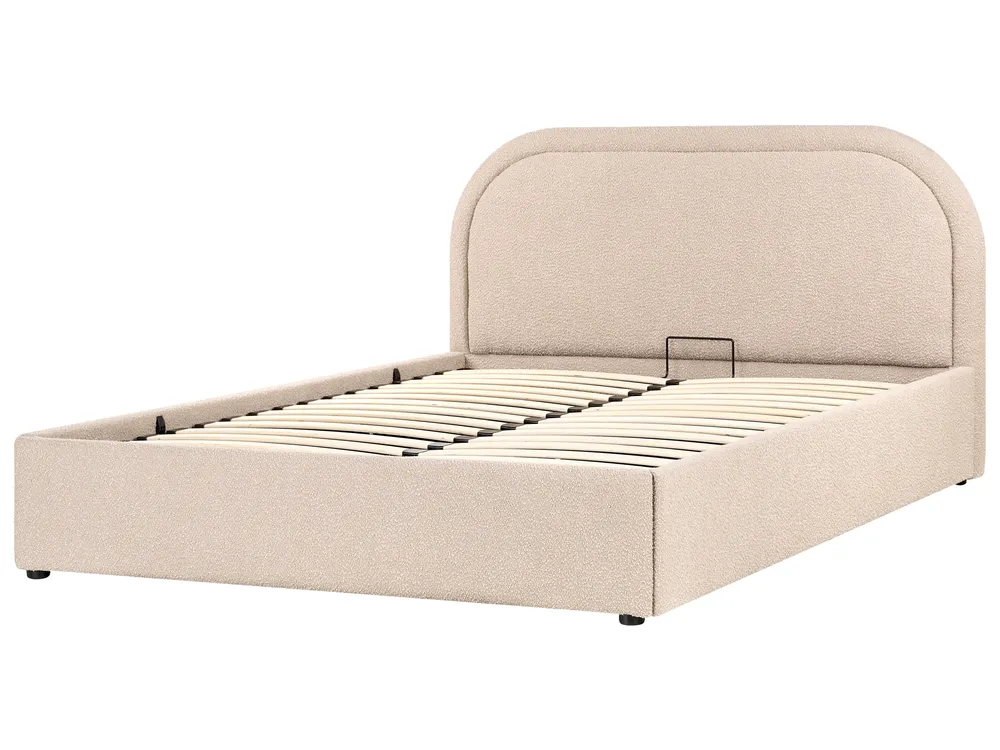 Bett mit Stauraum QUILLIEN Bouclé Beige 140 x 200 cm_989880