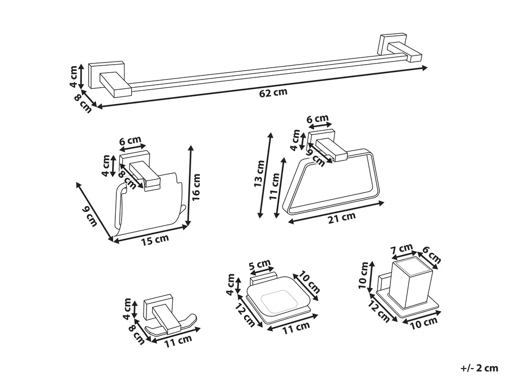 6-Piece Bathroom Hardware Set RIOHACHA with Towel Bars and Hooks Silver_989461