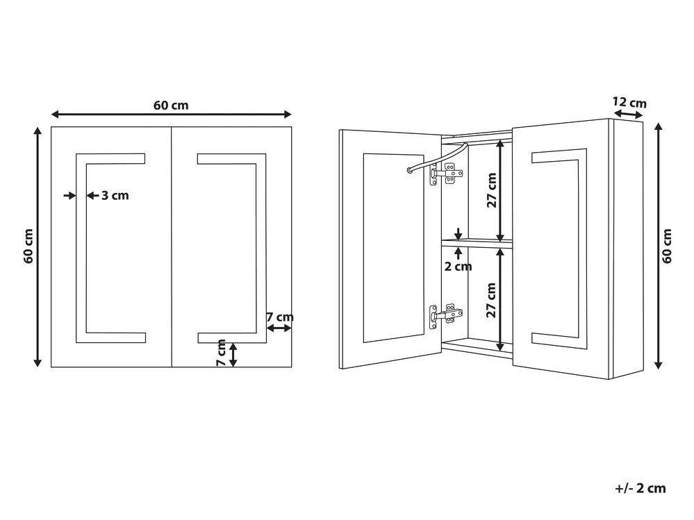 Bathroom Wall Mounted Mirror Cabinet LED MAZARREDO 60 cm 60 cm White_785560