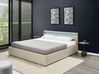 Bett mit Stauraum und LED-Beleuchtung ARMELLE Stoff Beige 180 x 200 cm
