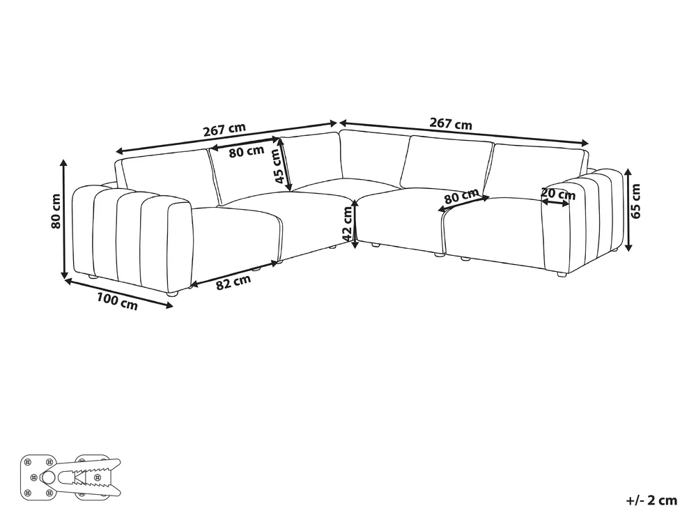 Modul Ecksofa 5-Sitzer KIVVIK Stoff Grün linksseitig_1045755