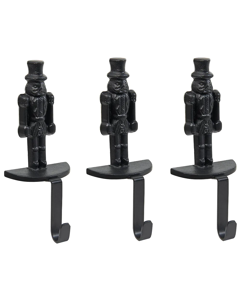 Set of 3 Christmas Stocking Holders KAJAANI 22 cm Nutcracker Black_1010894