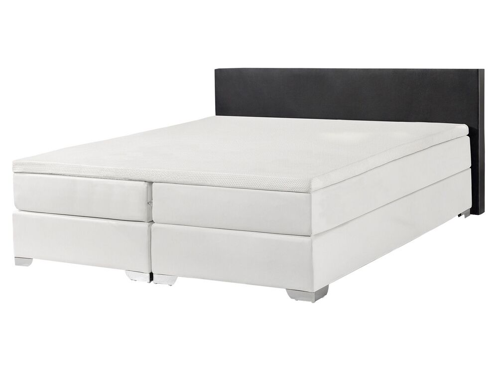 Divan Bed Faux Leather PRESIDENT 160 x 200 cm (EU King Size) Black/ White