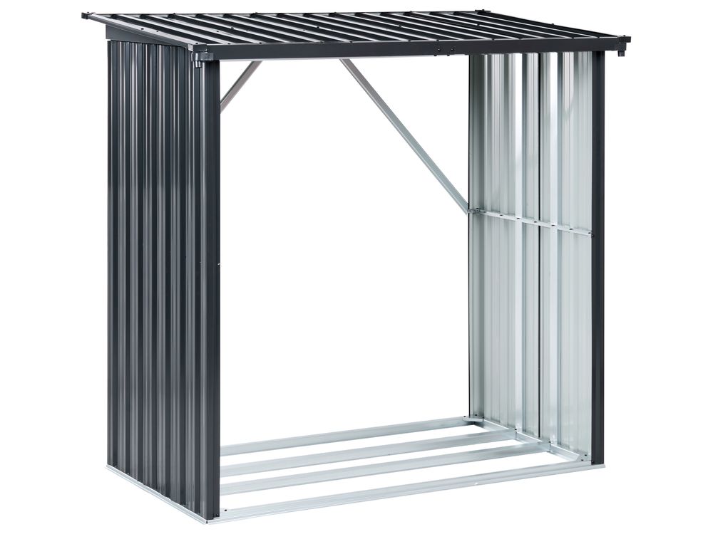 Garden Log Store SCHEGGINO 165 cm 89 cm Metal Graphite Grey