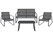 Lounge Set mit Tisch 4-Sitzer BARREA Metall Schwarz_921817