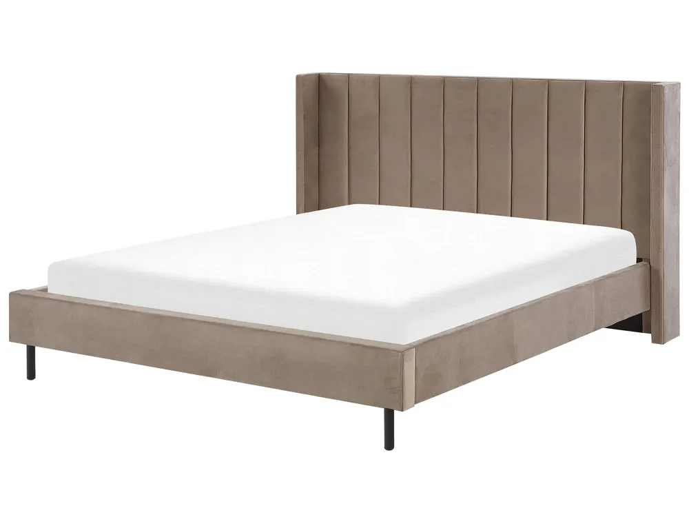 Bett mit Lattenrost Samtstoff VILLETTE 180 x 200 cm Taupe