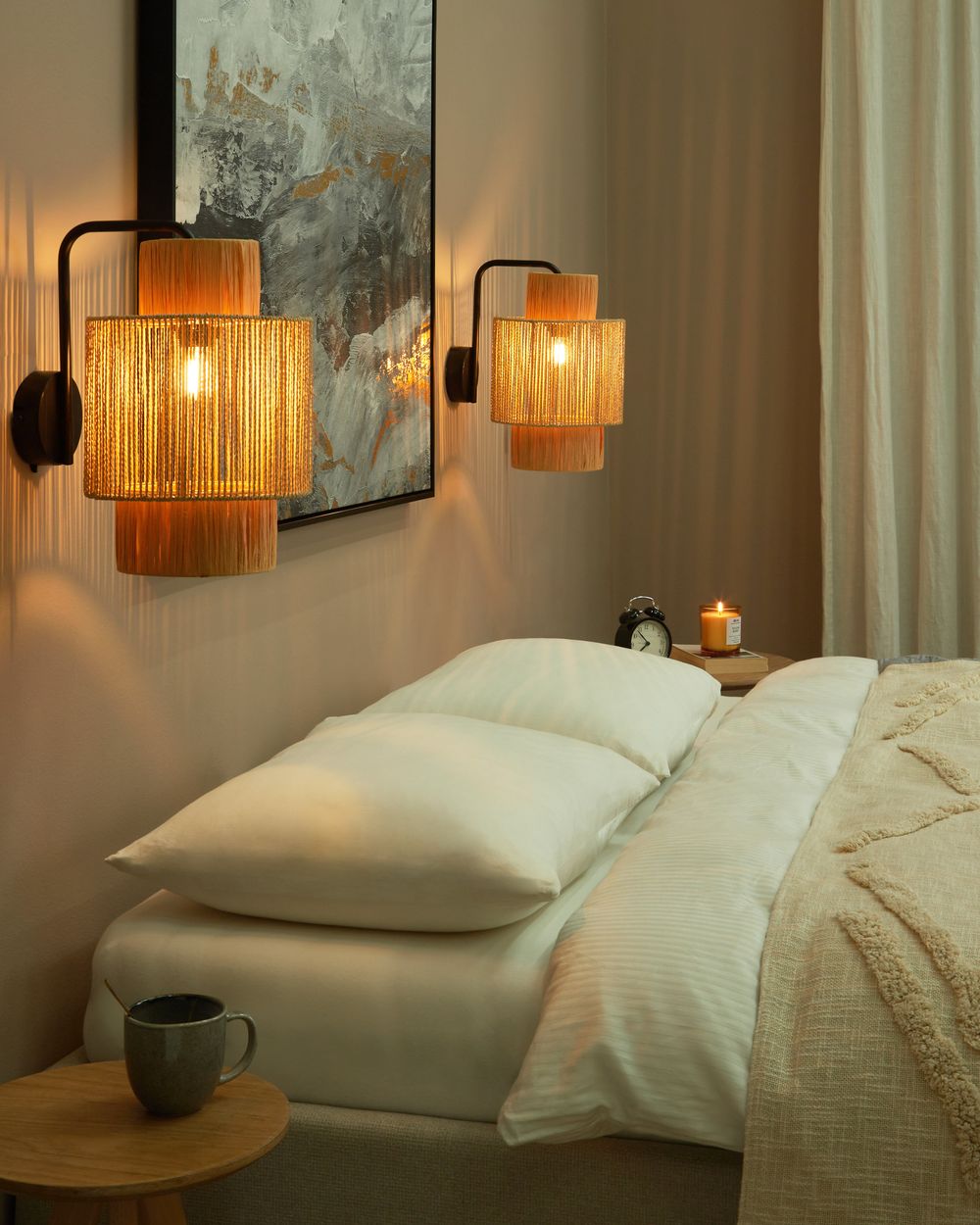 Set of 2 Wall Lamps JAMMA Paper Rope Natural