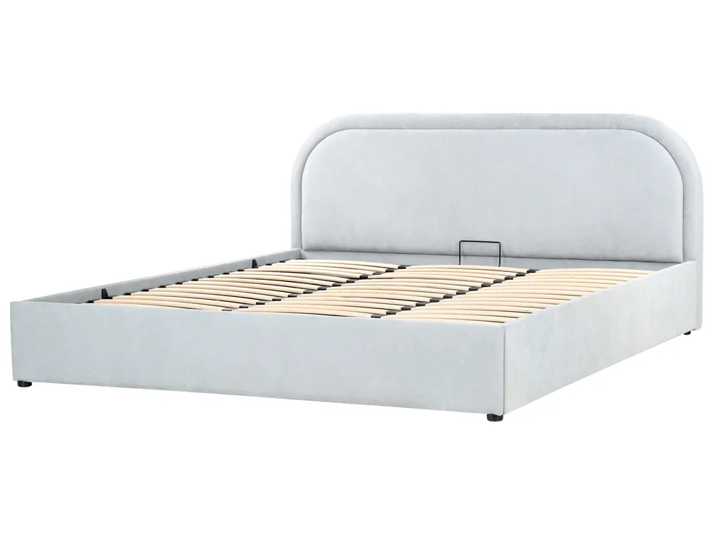 Bett mit Stauraum QUILLIEN Chenillegewebe Hellblau 180 x 200 cm_989863