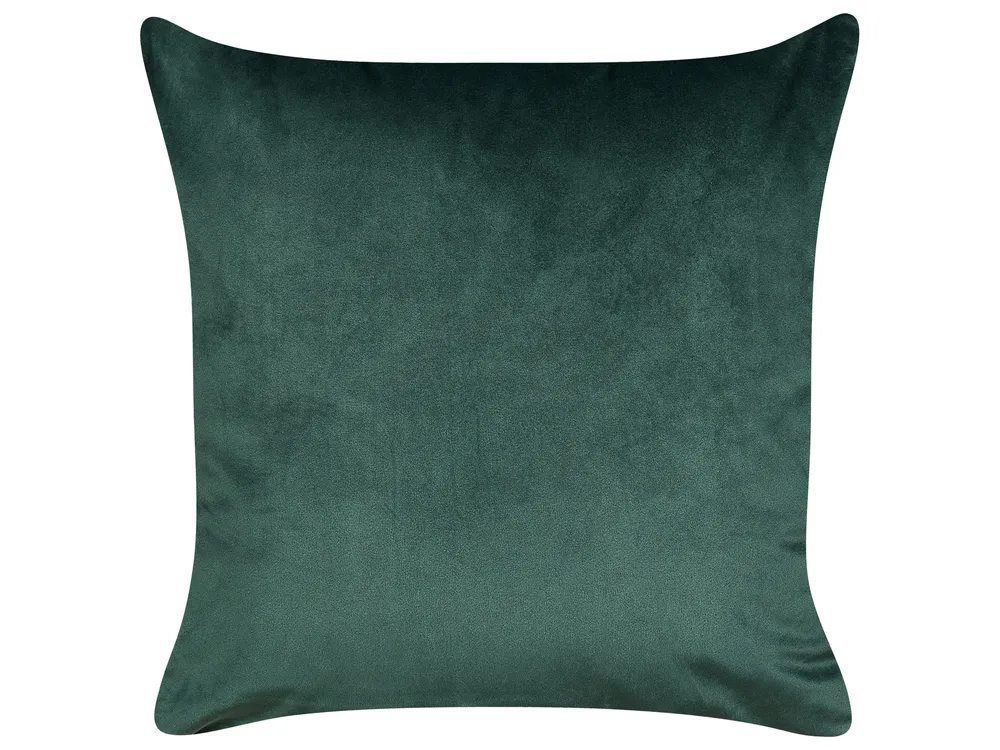 Dekokissen 2er Set BICOCCA 45 x 45 cm Samtstoff Dunkelgrün Weihnachtsmotiv_882652
