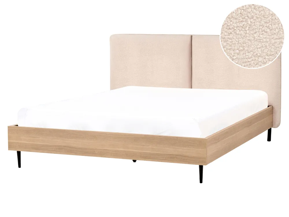 Bett mit Lattenrost Bouclé LIMANTON 160 x 200 cm Beige