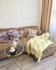 Corner Sofa Bed 3 Seater ABACKA with Storage Corduroy Light Brown Right Hand_980350