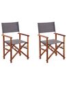 Set of 2 Garden Chairs CINE Acacia Wood Grey