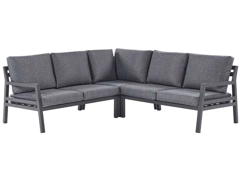 Garten Ecksofa mit Tisch 5-Sitzer VIZZINI Metall Grau_798484