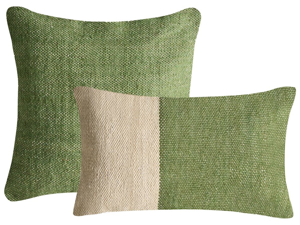Set van 2 sierkussens ANISOPTERA 30 x 50 cm 45 x 45 cm Katoen Groen effen