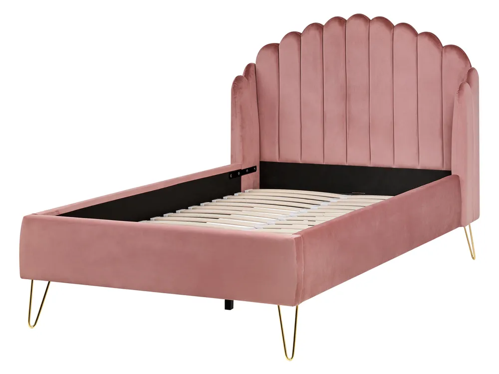 Bett mit Lattenrost Samtstoff AMBILLOU 120 x 200 cm Rosa_1014261