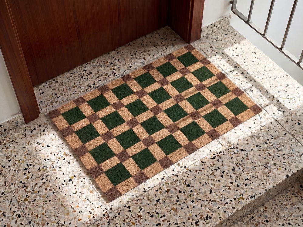 Doormat VILLASIS Beige/ Green 60 x 90 cm Coir
