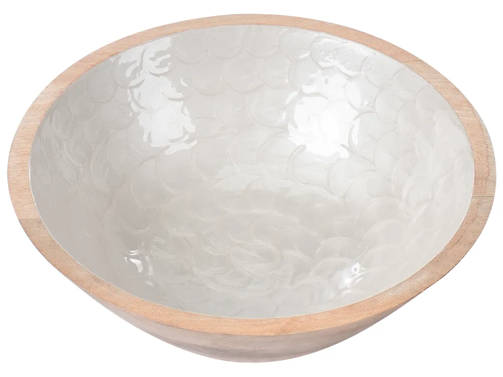 Set of 2 Bowls ARISH Mango Wood Brown/ White_1004044