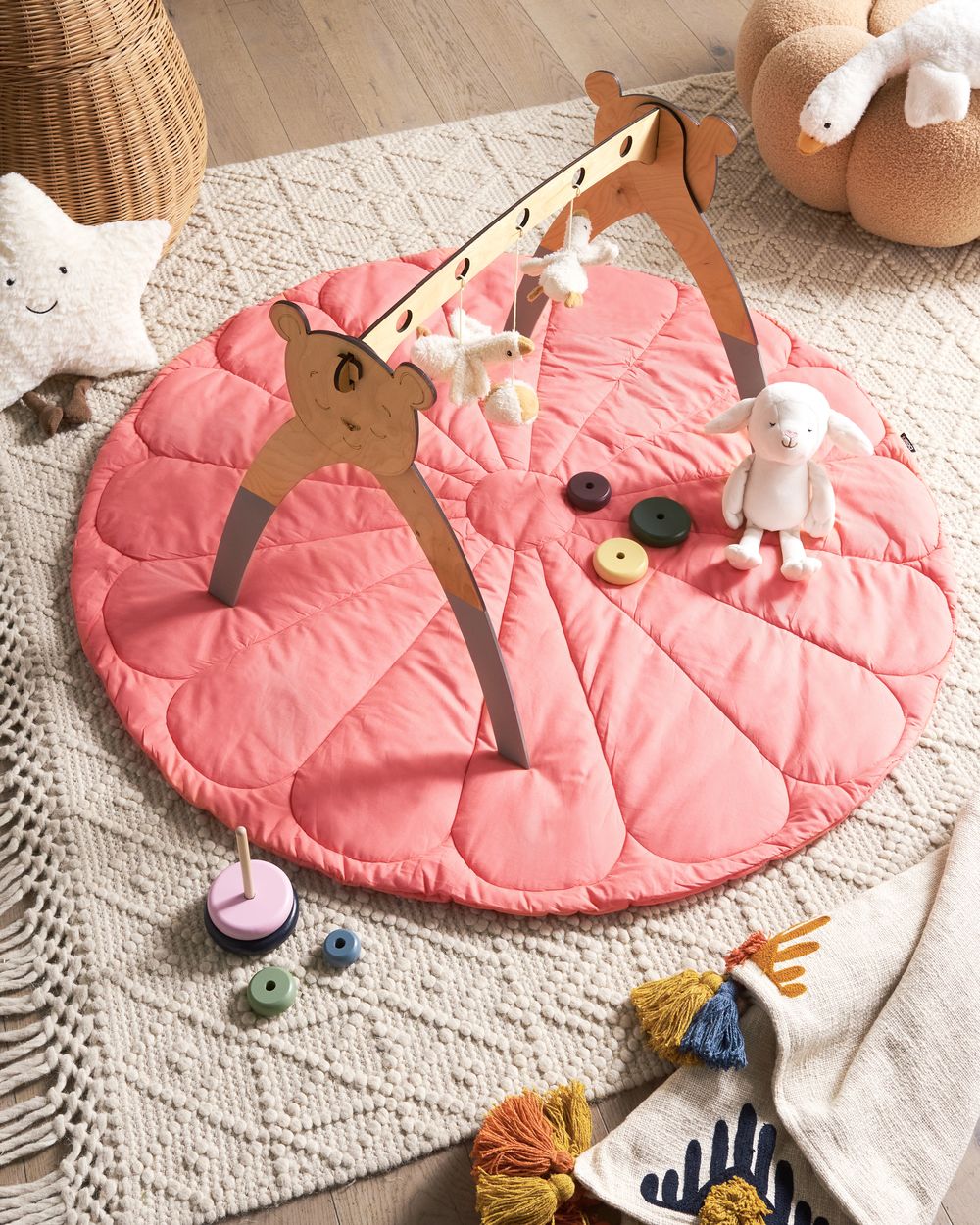Kids Playmat ELIZJUM 110 x 110 cm Cotton Coral