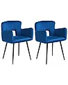Esszimmerstuhl 2er Set SANILAC Samtstoff Marineblau