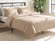 Bettwäsche-Set PARKROSE 150 x 200 cm Baumwollsatin Beige_1071686