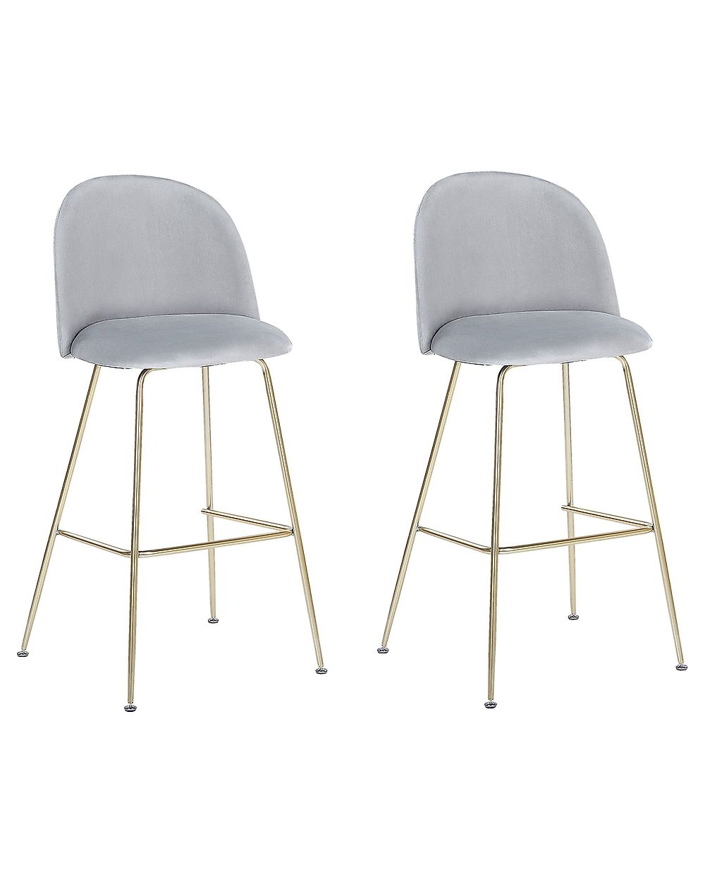 Set of 2 Bar Chairs ARCOLA Velvet Light Grey