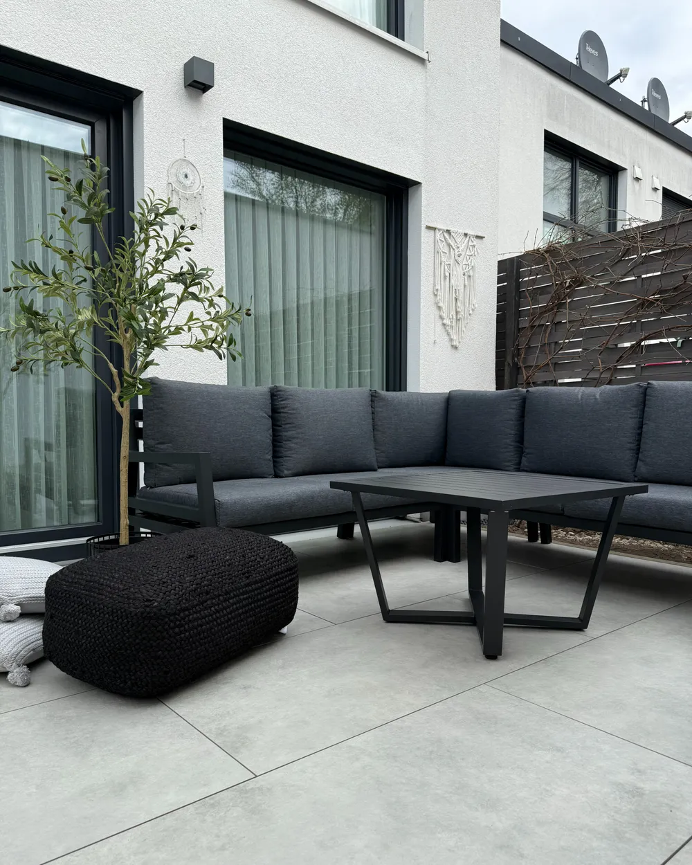 Garten Ecksofa mit Tisch 5-Sitzer VIZZINI Metall Grau_982352