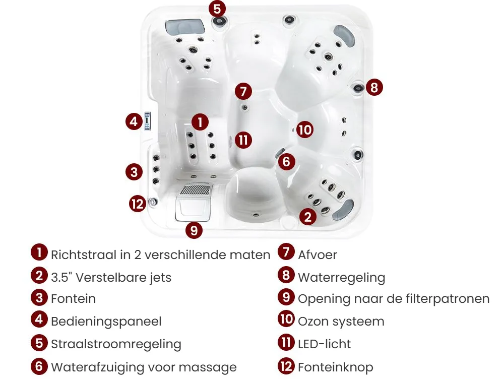 Buiten hottub met LED CALIMA Wit_967608