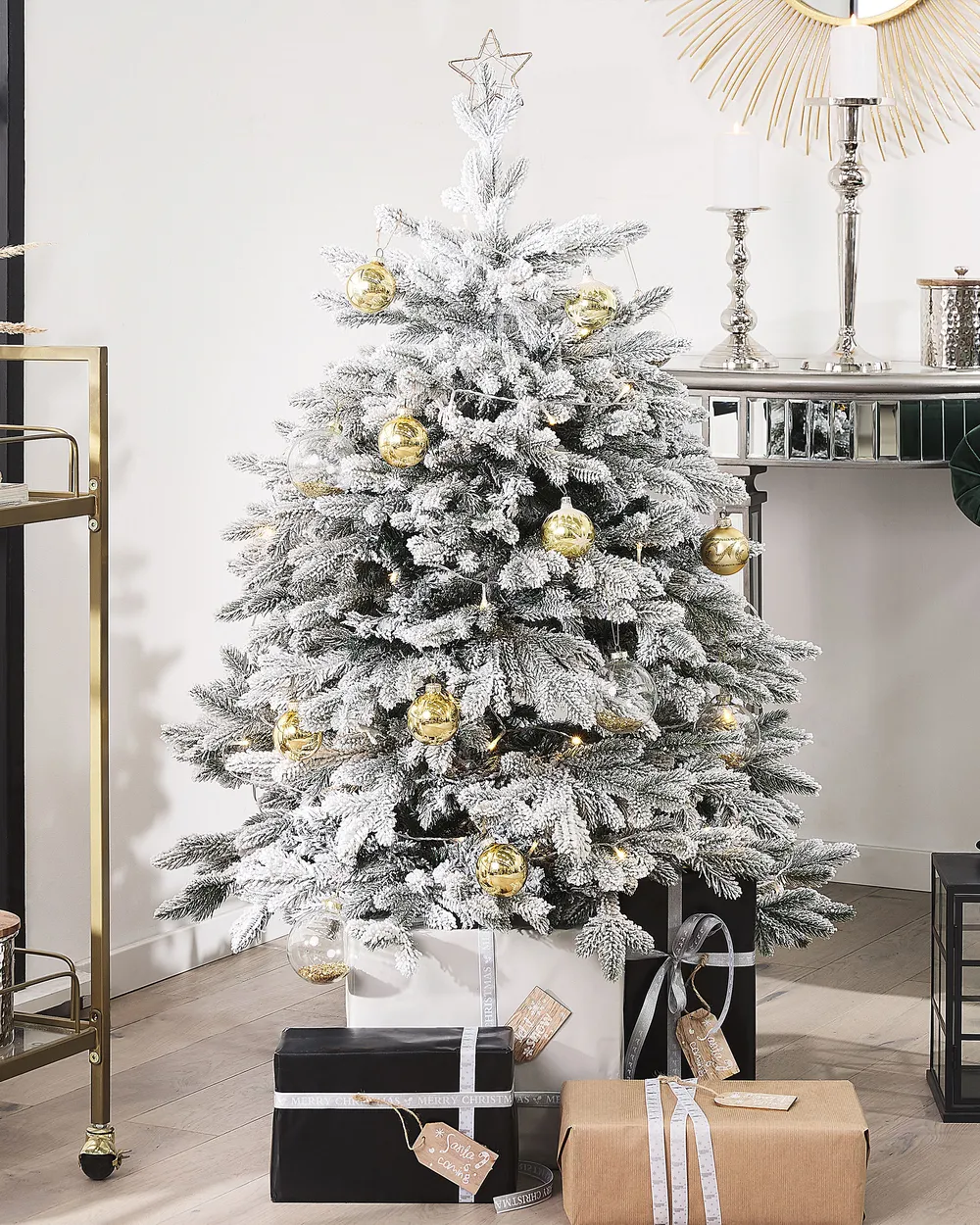 Künstlicher Weihnachtsbaum mit Schnee FORAKER 120 cm Weiß