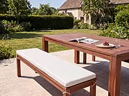 Gartenbank mit Auflage TUSCANIA 160 cm Eukalyptusholz Cremeweiß_1153795