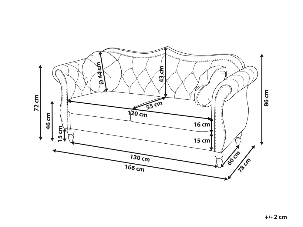 Sofa 2-Sitzer SKIEN Samtstoff Schwarz_743765