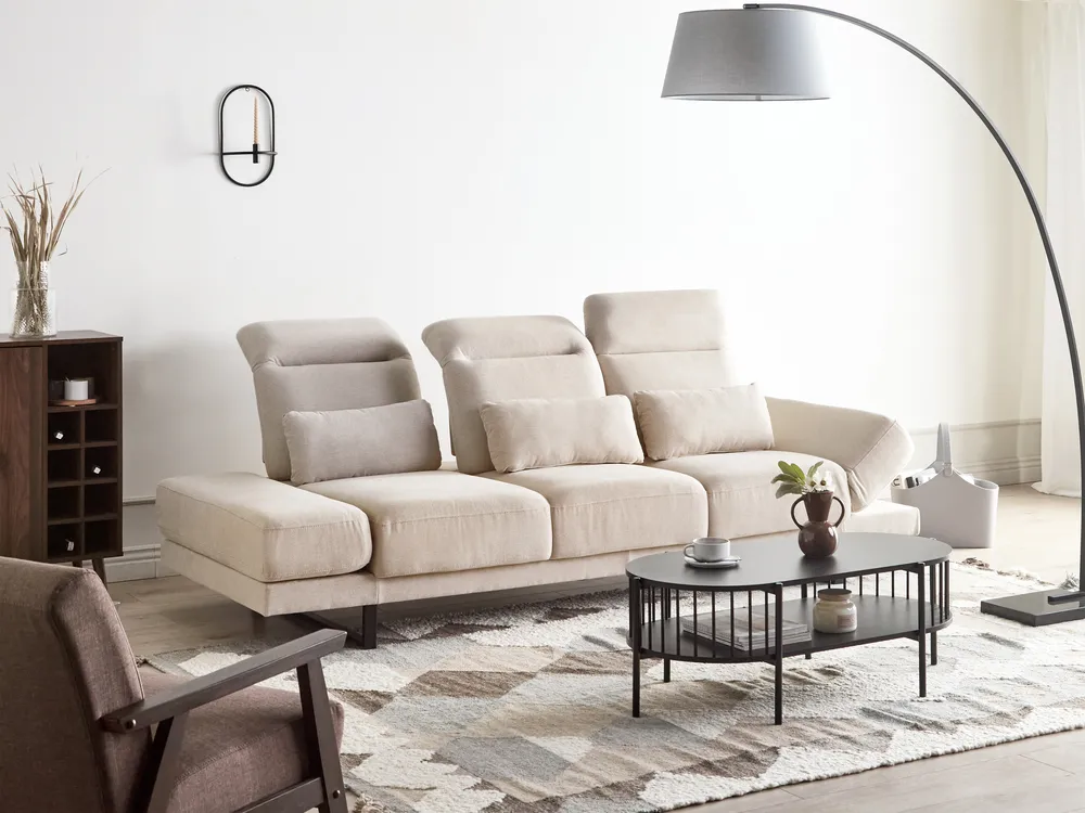 Sofa 3-Sitzer IKAST Stoff Hellbeige_1022399