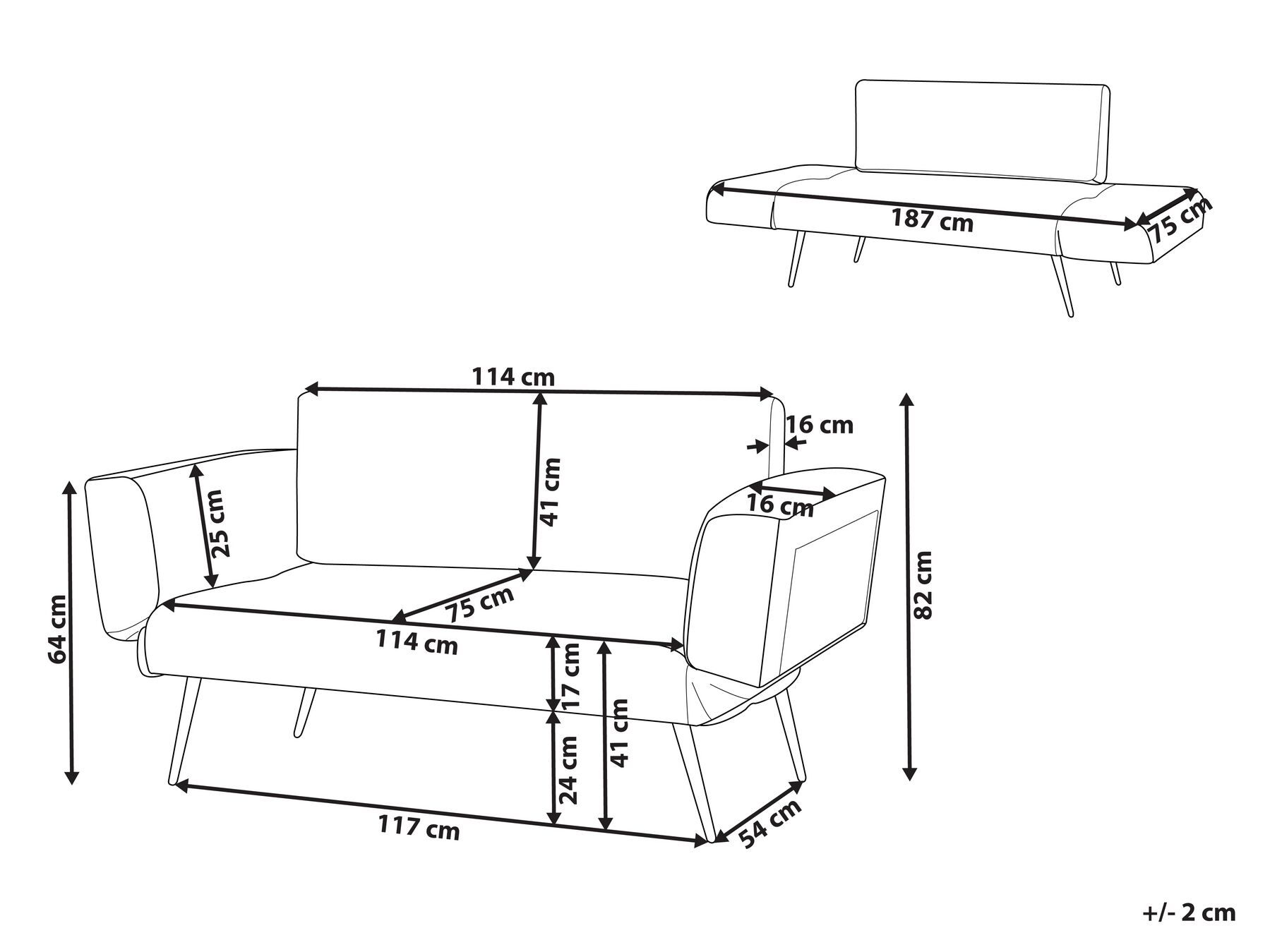Schlafsofa 2-Sitzer SAARELA Samtstoff Rosa_932746
