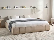 Bett mit Stauraum ohne Kopfteil GENAS Stoff Beige 180 x 200 cm_1070289